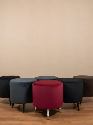 Round Upholstered Ottoman V1 BY J SERIES PACK OF 2