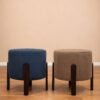 Round Upholstered Ottoman V2 BY J SERIES PACK OF 2